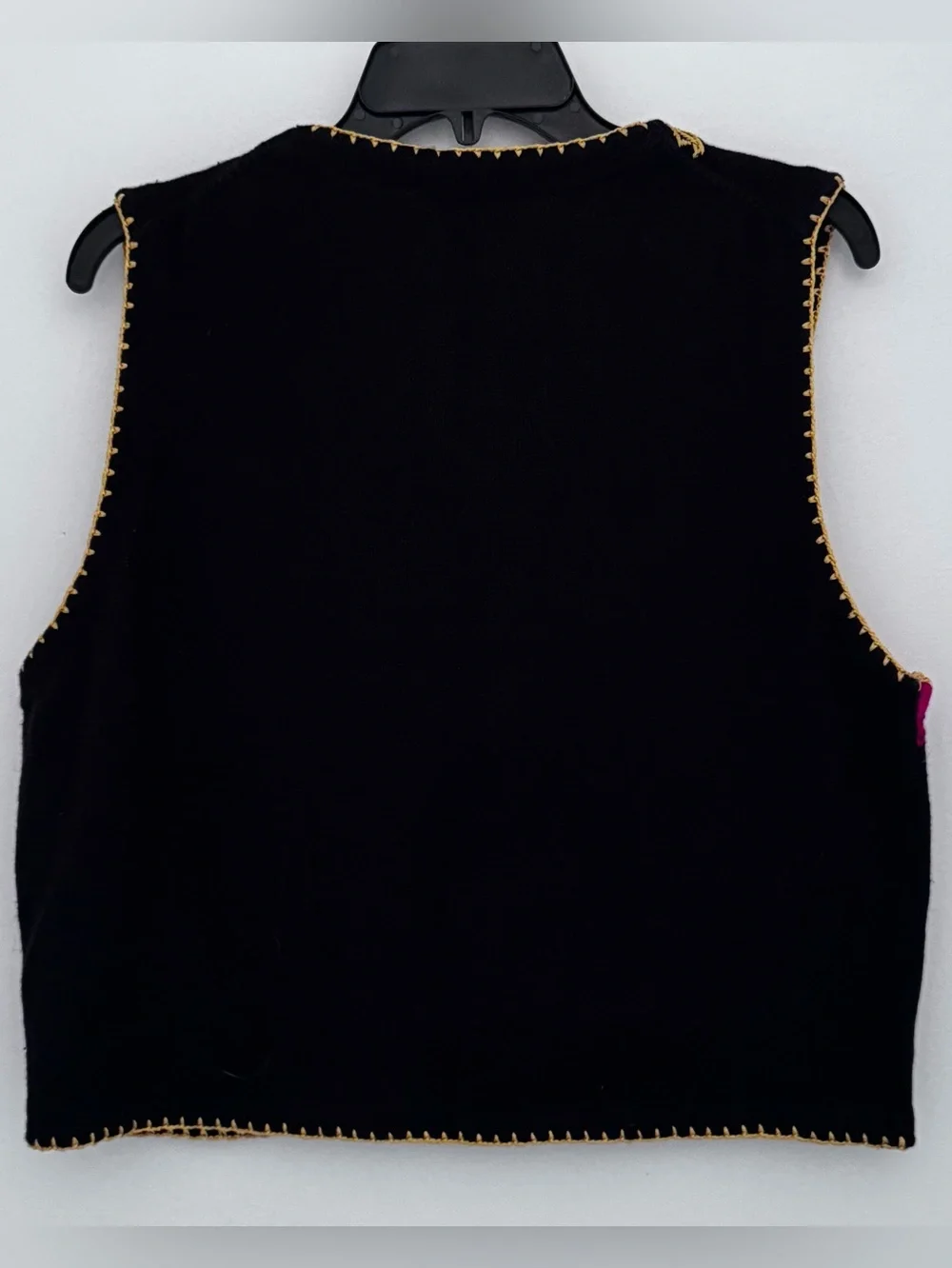 Michael Simon Black Vest with Blue Sequin Hummingbirds & dragonflies vintage - Picture 6 of 9